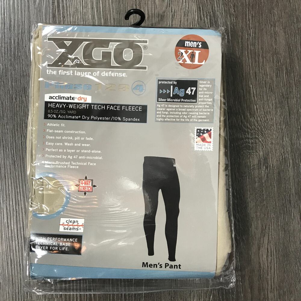 XGO Men's Long John Sz 2XL Face Fleece Layer Phase 4 Acclimate dry Heavy weight
